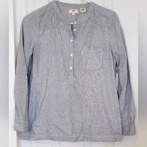 Vintage Levi's white tab women's striped quarter button henley, size Small S